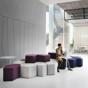 Creative Designer Stylish Hexagonal Modular Sofa Set Lobby Mall Kindergarten Waiting Area Leisure Seating Furniture