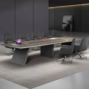 Simple Modern Large Reception Training Office Desk Chair Combination Wood Panel Style Modern Conference Table