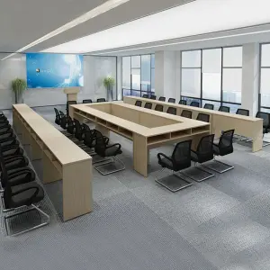 Modern Design Training Table and Chair Set Long Wooden Panel Negotiation Table for Employee Training Office Furniture