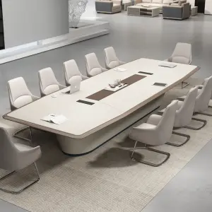 Modern Wood Conference Table White Adjustable Height Long Large Office Furniture for Commercial Use