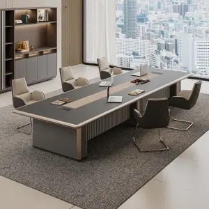 Luxury High-End Meeting Table E0 Large Office Conference Desk for 6-12 People Wooden High Quality Material for Executive Meeting