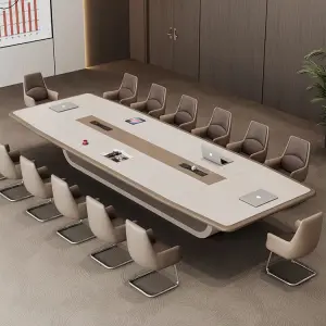 Modern White Office Furniture Long Large Creative Negotiation Conference Table Chairs Made of Wood-New White Conference Table