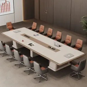 Modern White Office Furniture Creative Design Large Conference Table and Chairs Wood Material for Negotiation Room