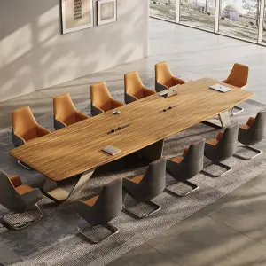 Modern Office Furniture Wood Panel Desk Set & Conference Room Boardroom Meeting Table with Chairs