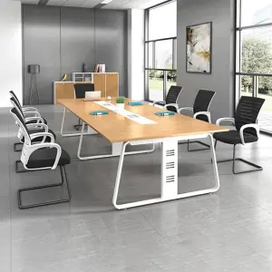Modern Office Furniture Wood Panel Desk Set & Conference Room Boardroom Meeting Table with Chairs