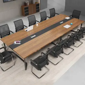 Modern Wood Panel Conference Desk Set Adjustable Height-Multi-functional Office Furniture for Home Office Boardroom Meetings