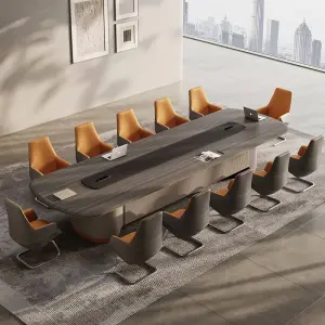 Modern Office Furniture Wood Panel Desk Set and Conference Table with Chairs for Boardroom Meetings