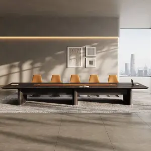 Modern Wood Office Furniture Desk Set with Adjustable Height Modular Design for Conference/Boardroom Meetings and Chairs