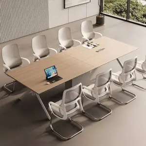 Modern Adjustable Height Modular Wood Panel Conference Desk Set for Home & Office Use with Boardroom and Meeting Tables & Chairs