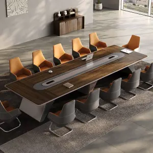 Modern Wood Panel Office Desk Set for Conference Room Boardroom Table Adjustable Height Modular Meeting Tables and Chairs