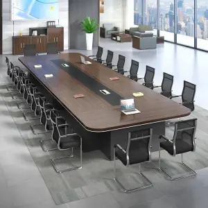 Modern Luxury Rectangular Wooden Conference Table Set Multi-functional Adjustable Height Steel Meeting Chairs for Home Office