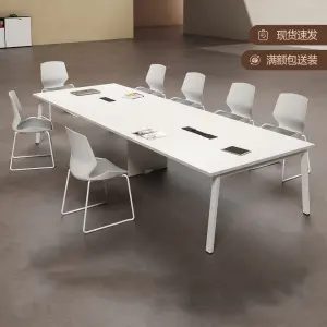White Panel MDF Conference Table Long Rectangular Modern Office Desk Adjustable Height Multi-functional Commercial Use