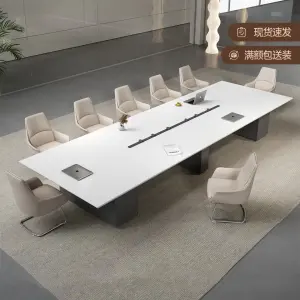 Modern Luxury Rectangular Wooden Conference Table Set Steel Meeting Chairs Hot Selling Office Furniture Wooden Conference Room