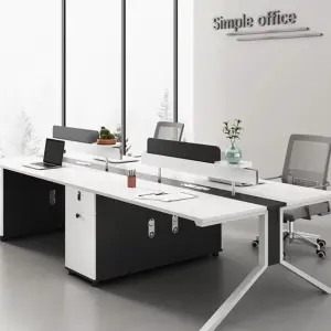 High-Grade Luxury 4-Person Modular Office Workstation New Modern Design Wood Computer Desk Drawers Office Furniture for Staff