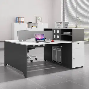 Modern New Office Desk Chair Combination Simple L-Shaped Computer Desk with Storage Cabinet Panel Wood Style Office Workstation