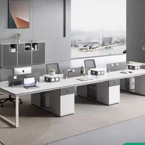 Customizable Modular Modern Wooden 4-Person Office Desk Workstation