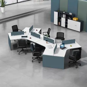 Innovative Open Workstation Desk with Table Partition Cubicles High Quality 2-Person Office Furniture Panel Wood Style
