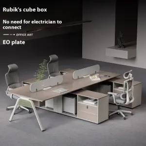 Modern 4-Seat Cubicle Modular Office Workstation for 6 Staff Prise Autonome Factory Commercial Furniture Optimal Workstation