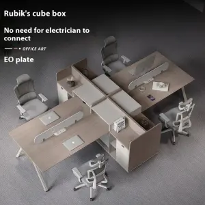 Modern 4-Seat Cubicle Modular Office Workstation Prise Autonome Factory Commercial Furniture for 6 Person Staff Workstation
