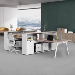 Modular Wooden Panel Office Desk and Chair Combination with Modern Design for Villa or Office Use