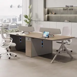 Modern Luxury Wooden Office Desks 4 Seats Modular Workstation Free Combination Panel Office Partition Cubicle for Villa