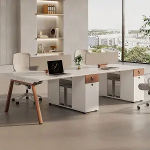 Modern Luxury Wooden Commercial Office Desks 4 Seats Modular Workstation Free Combination Panel Partition Cubicle for Villa Use