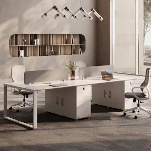 Modern Luxury BAIYUAN Wooden Panel Office Desks 4 Seats Modular Multi-functional Workstation Villa Commercial Free Combination