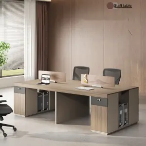 BAIYUAN Modern Luxury 4-Seater Wooden Panel Commercial Office Desk Modular Multi-functional Workstation Free Combination