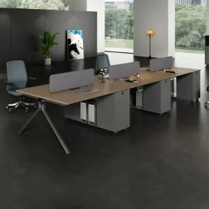 Modern Modular Wooden Panel Office Workstation Partition Multi-functional Storage Solutions for 4-6 People Durable Commercial