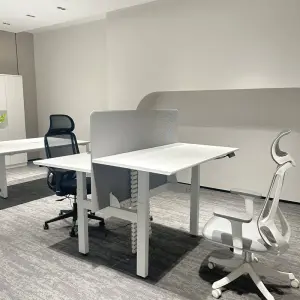 Customized Modern Design Electric Height Adjustable Wooden Panel Office Desk Smart Motorized Standing Desk Screen for Villa Use