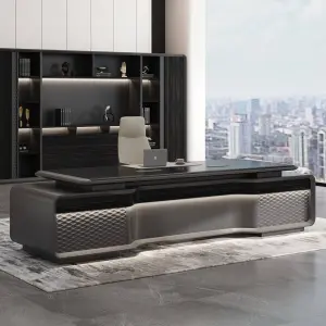 Black Modern Wooden Multi-functional Modular Executive Office Desk Luxury High Quality Panel Design Villa Home Commercial Use