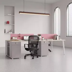 Modern Modular Wooden Office Workstation Partition for 4-6 People Durable Commercial Furniture with Storage Solutions