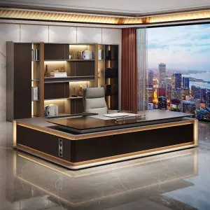 Modern Modular L-shaped Wooden Panel Manager Office Workstation Executive Desk Durable Commercial Furniture Storage for Villa