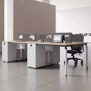 Modern Modular Wooden Panel Office Workstation Partition for 4-6 People Durable Commercial Furniture with Storage Solutions