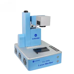 Sunshinee SS-890B 20W Fiber Laser Machine With Smoke Extractor Engraving Etching Metal for iPhone Back Glass Cover Remove