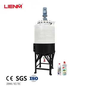 LIENM HDPE Plastic Material Chemical Industrial 200 500 Liters Mixing Tank Toilet Bowl Cleaner Bleach Mixing Tank With Agitator