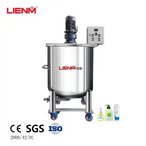 LIENM Stainless Steel Liquid Soap & Cosmetic Creams Mixing Tank with Agitator Motor-Driven Chemical Processing ISO9001 Certified