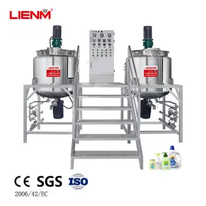 Industrial Stainless Steel Liquid Detergent Double Blending Mixing Tank Cosmetics Shower Shampoo Homogenize Mixing Motor Pump