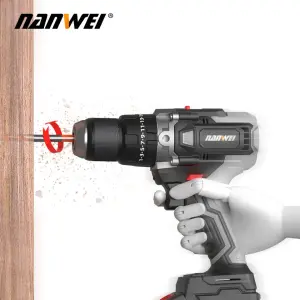 NANWEI 13mm Lithium Electric Drill Household Multifunctional Impact Drill Screwdriver Factory OEM Customizable Support