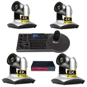4K 4-Camera PTZ Bundle with Controller, 20x Optical Zoom, Support NDI|HX2, 10m Audio, for Live Streaming & Video Conference