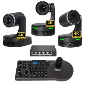 4K PTZ Camera Conference System 4K 20X Optical Zoom PTZ Camera + 4D Joystick Controller for Video Recording Broadcast Livestream