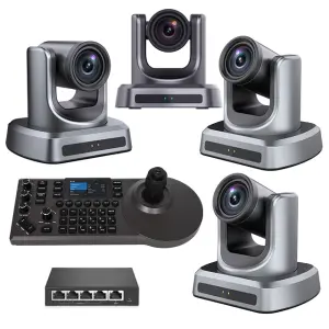 4K AI Tracking NDI PTZ Camera Bundle Kits - 3* Cameras + 1*PTZ Cameras Joystick Controller for Live Streaming