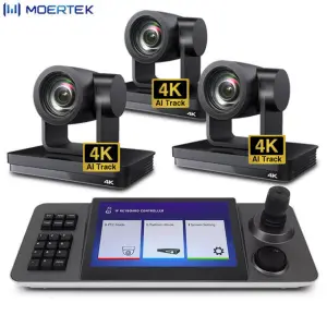 IP POE 4K PTZ Camera Controller Set Bundle AI Track Camera Live Streaming Video Switcher Ndi Broadcast Camera for Church Event