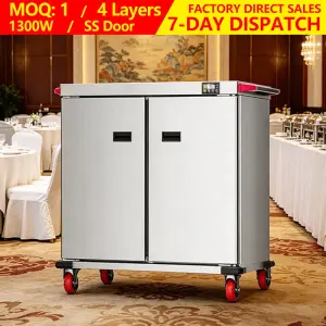 Stainless Steel Commercial Kitchen Equipment 4 Layer Mobile Food Warmer Cart Heated Holding Cabinet in Banquet