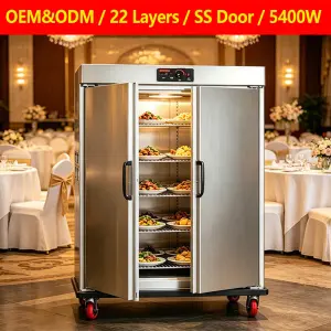 Commercial Holding Cabinet Food Warmer 22 Layers Stainless Steel Mobile Food Warmer Cart Electric Food Warmer Cabinet in Canteen