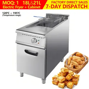 Professional 21 Liters Commercial Stainless Steel Single Basket Stand-Alone Electric Deep Fryer Adjustable Temperature Control