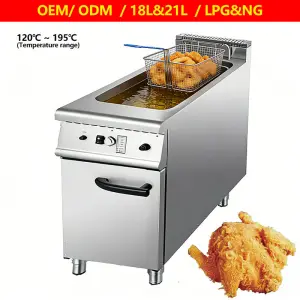 Commercial 21-Liter Gas/LPG Stainless Steel Cooking Fryer Machine Adjustable Temperature Control 1600W+ for Donut Churro Dough