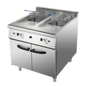 Double Tank 21L+21L Commercial Gas Frying Pan Stainless Steel 42L Propane Gas Fryer Chicken Churros Hot Dog Fries