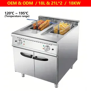 42 Liters Electric Deep Fryer Commercial Multiple Functions Large Two Tank 21L Chips Electric Fried Machine Hotel Kitchen