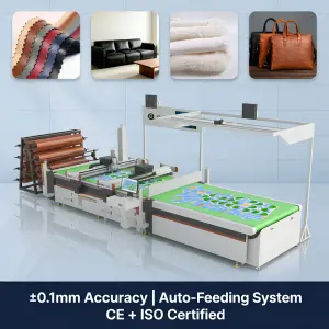 Fully Automatic PU Leather Synthetic Leather and Genuine Leather CNC Cutting Machine, with High Precision
